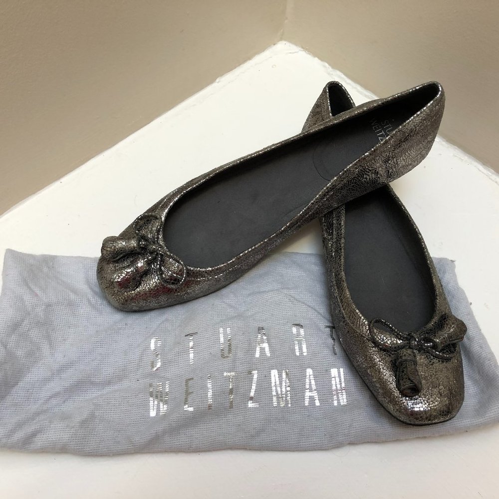 Stuart Weitzman Silver Metallic Flats Size 10N